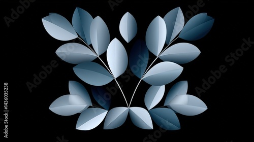 Obraz na płótnie Elegant Design of Blue Leaves on a Dark Background for Decoration w salonie