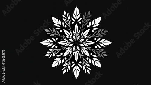 Elegant Floral Mandala Design in Black and White Color Scheme