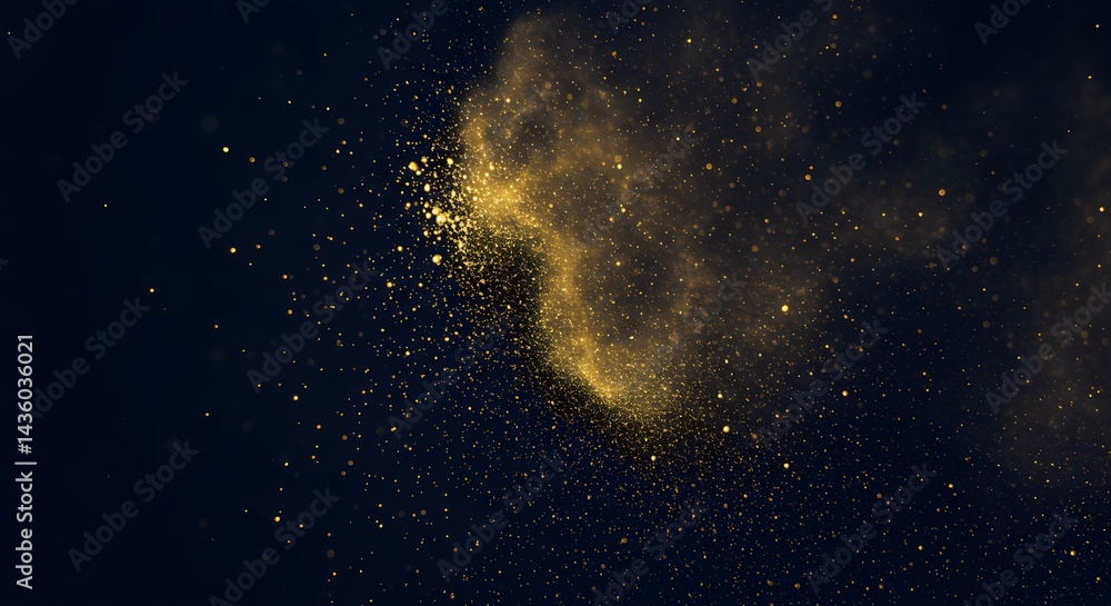 Obraz premium Golden Dust Explosion on Dark Background