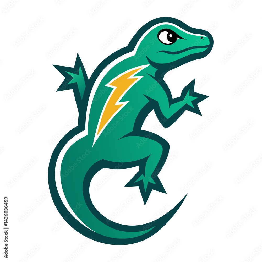 Naklejka premium Thunder Gecko mascot logo vector