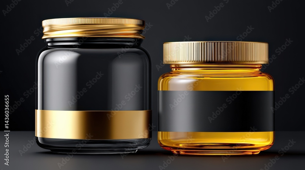 Elegant Glass Jars with Golden Lids for Packaging and Storage Ideas