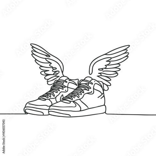 isolated on white background Sneakers with wings, effortless step and speed