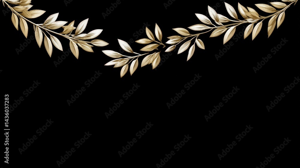 Elegant gold leaf design on black background for stylish decor