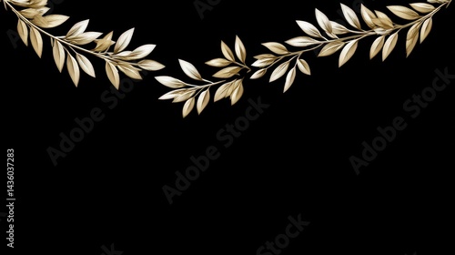 Obraz na płótnie Elegant gold leaf design on black background for stylish decor w salonie