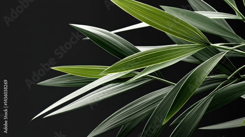 Elegant Green Leaves on Dark Background for Nature Aesthetic Design