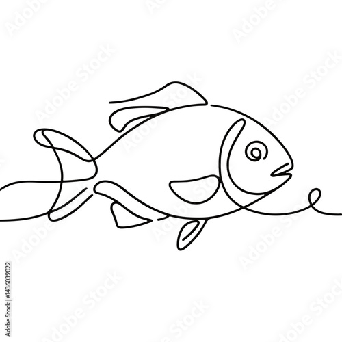vector illustration of a fish made with  bold black line