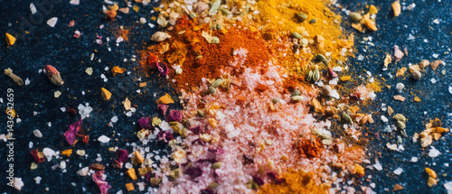 Aromatic spices colorful herbs seasoning culinary ingredients food flavor cooking spice blend mixture taste
