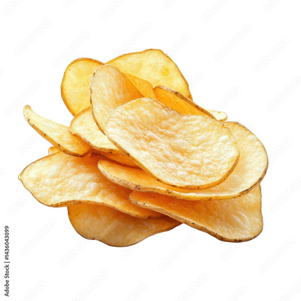 close-up view of a pile of golden-brown potato chips. showcasing their crispy texture and irregular shapes the chips are stacked haphazardly. highlighting their light and crunchy appearance. making th close-up view of a pile of golden-brown potato chips. showcasing their crispy texture and irregular shapes the chips are stacked haphazardly. highlighting their light and crunchy appearance. making th