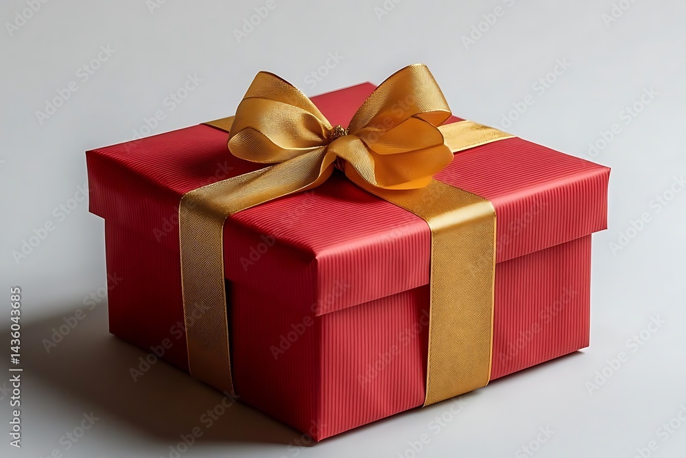 Obraz premium Red Gift Box with Gold Ribbon Illustration