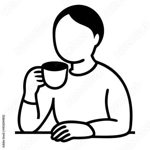コーヒーを飲む人のシンプルアイコン