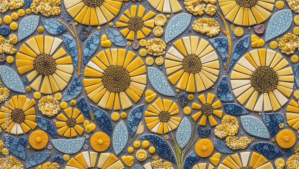 custom made wallpaper toronto digitalMimosa soft yellow ceramic mosaic abstract design pattern artwork