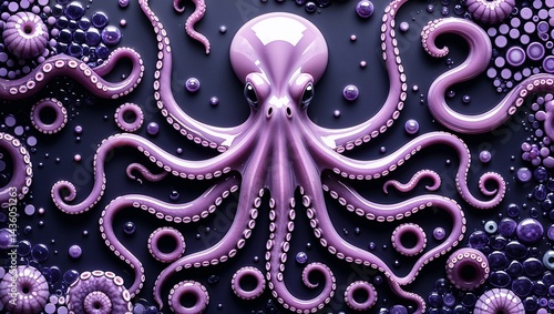 Obraz na płótnie Octopus mauve purple glass mosaic abstract design pattern artwork w salonie