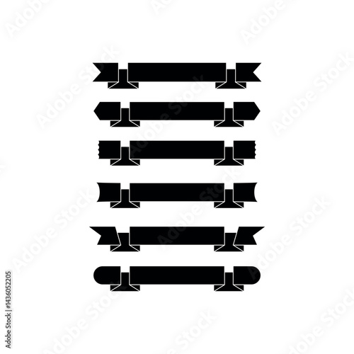 Collection of Black Banner and Ribbon Silhouettes for Design Projects