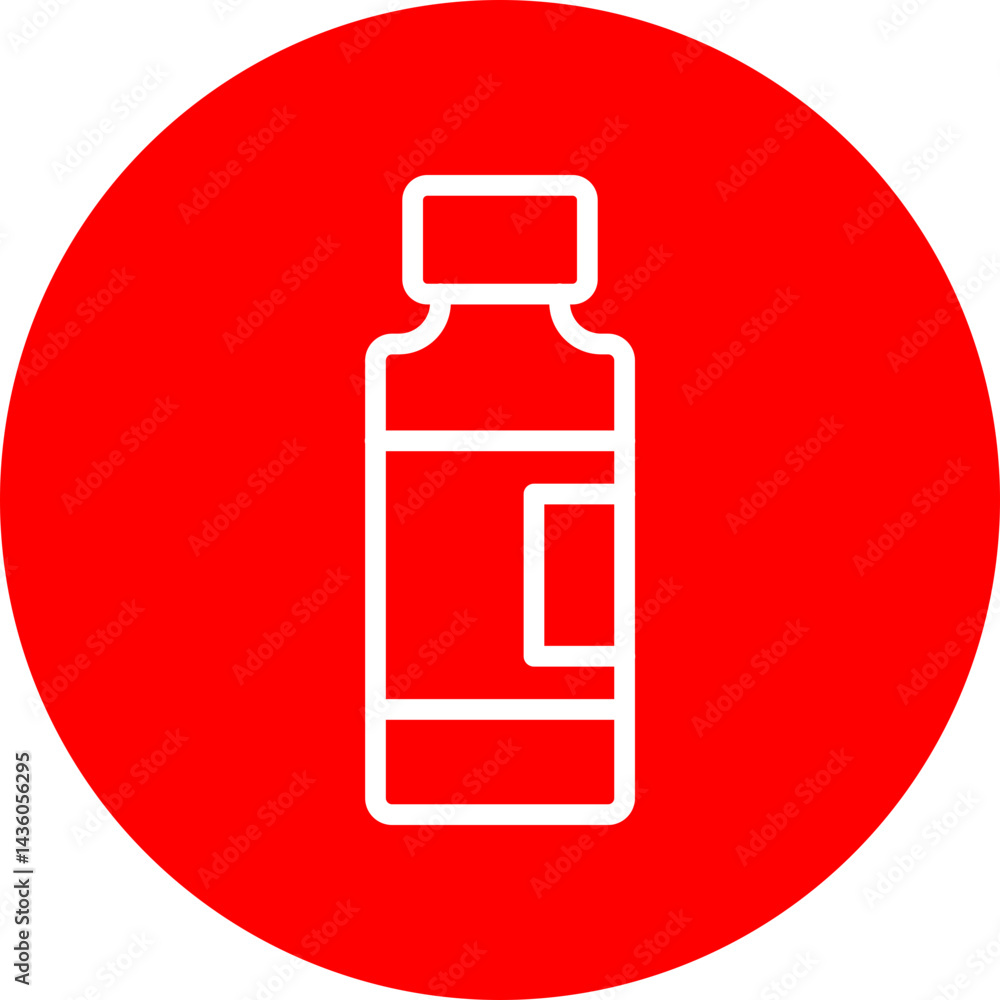 Water Bottle Vector Line White Circle Red Water Bottle Vector Line White Circle Red