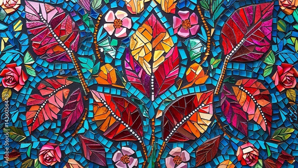 Rose leaf smalt mosaic abstract design pattern artwork Rose leaf smalt mosaic abstract design pattern artwork
