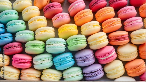 A Vibrant Array of Macarons: A Symphony of Colors and Delicate Flavors Promises an Exquisite Culinary Experience.