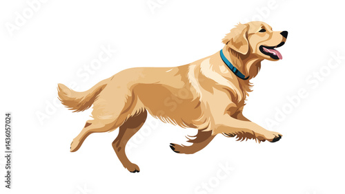 Vector illustration of a joyful Golden Retriever running with energy and happiness, ideal for pet and lifestyle design projects