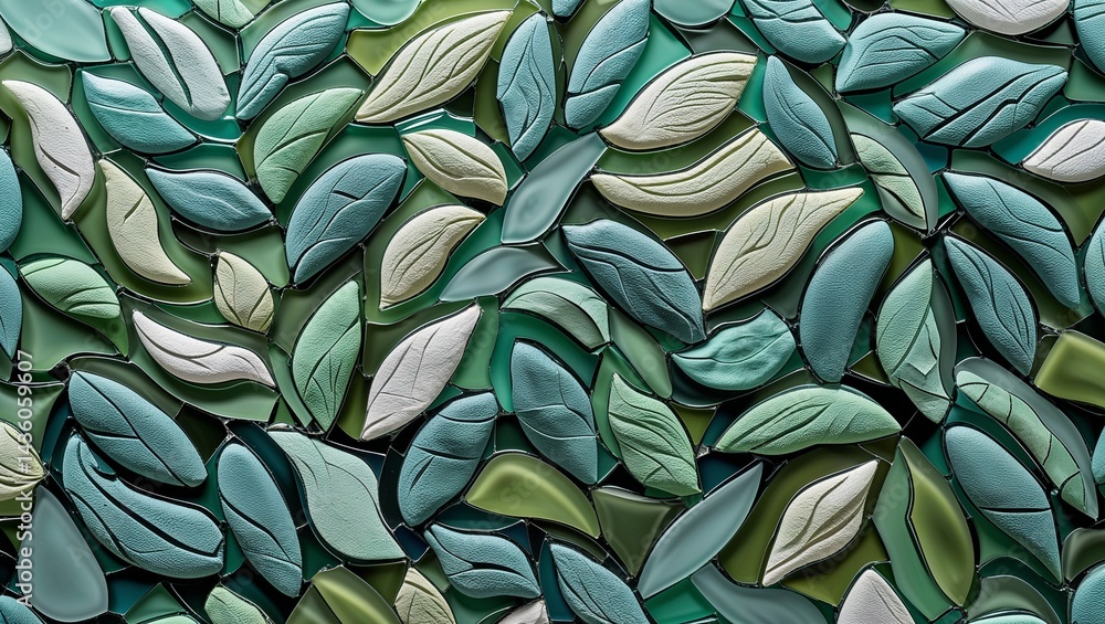 Tea leaf dusky green glass mosaic abstract design pattern artwork