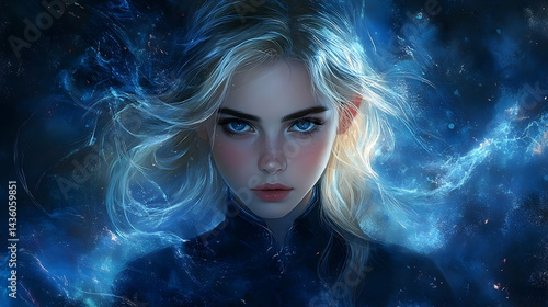 A captivating portrait of a young woman with ethereal beauty.