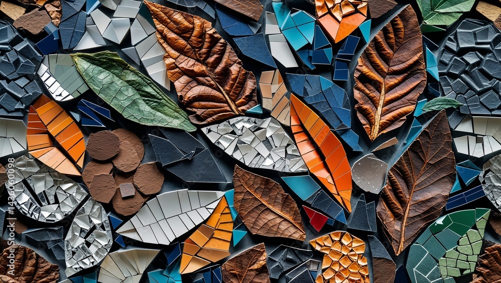 Tobacco leaf recycled material mosaic abstract design pattern artwork