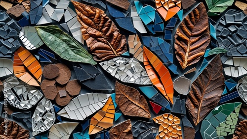Obraz na płótnie Tobacco leaf recycled material mosaic abstract design pattern artwork w salonie