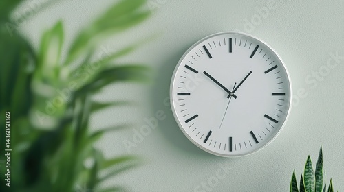 Wallpaper Mural Modern white wall clock closeup in minimalist interior home decor serene environment high-quality image Torontodigital.ca