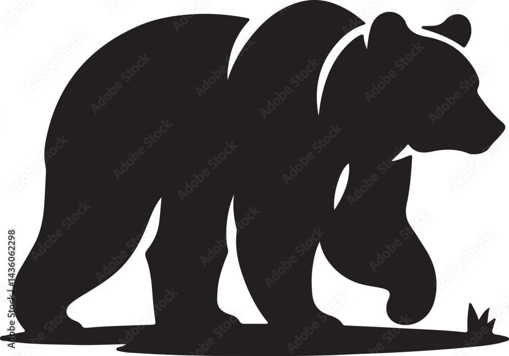 Fototapeta premium Bear cute black silhouette vector