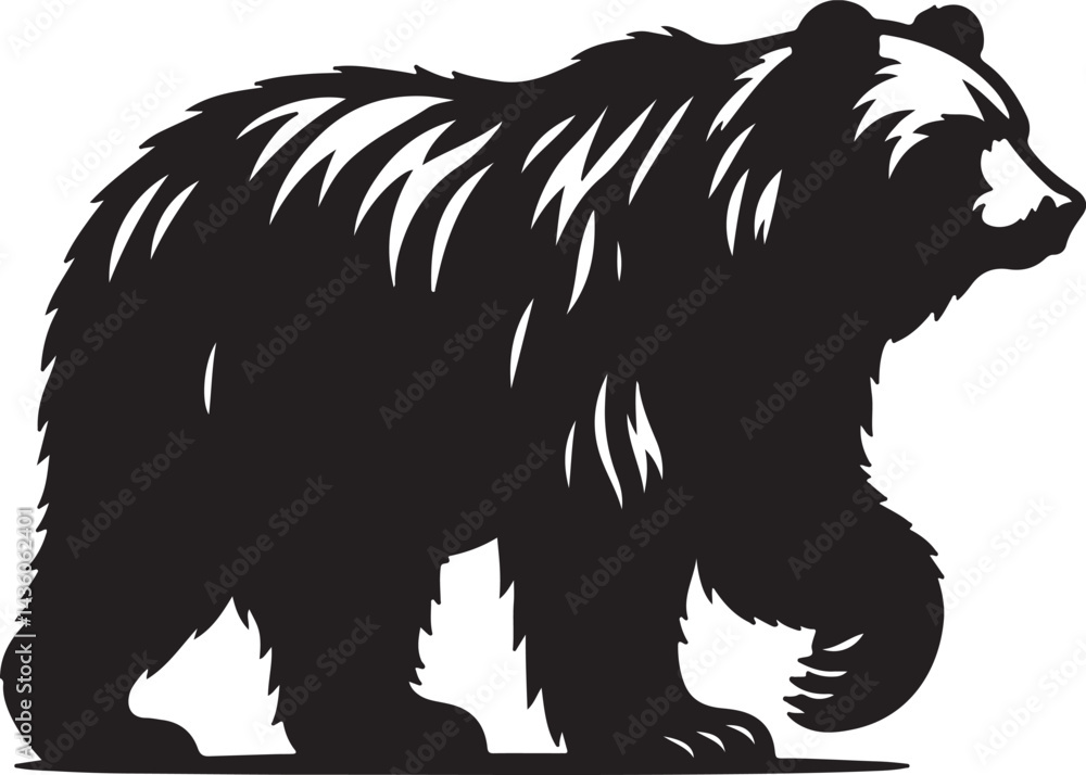 Fototapeta premium Bear cute black silhouette vector
