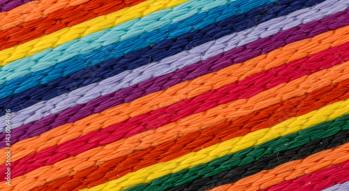 Vibrant Diagonal Rainbow Woven Strands, Textured Background Material for Creative Projects