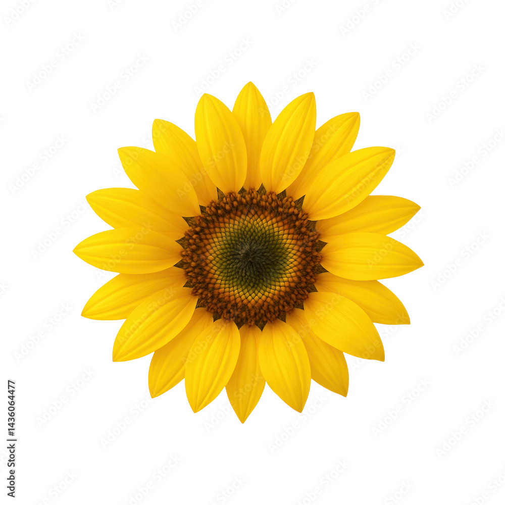 Bright sunflower with vibrant yellow petals and dark center, symbolizing warmth and positivity. Perfect for nature themed designs Bright sunflower with vibrant yellow petals and dark center, symbolizing warmth and positivity. Perfect for nature themed designs