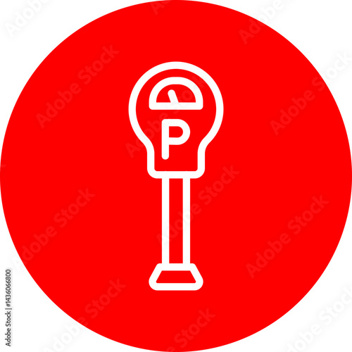 Parking Meter Vector Line White Circle Red