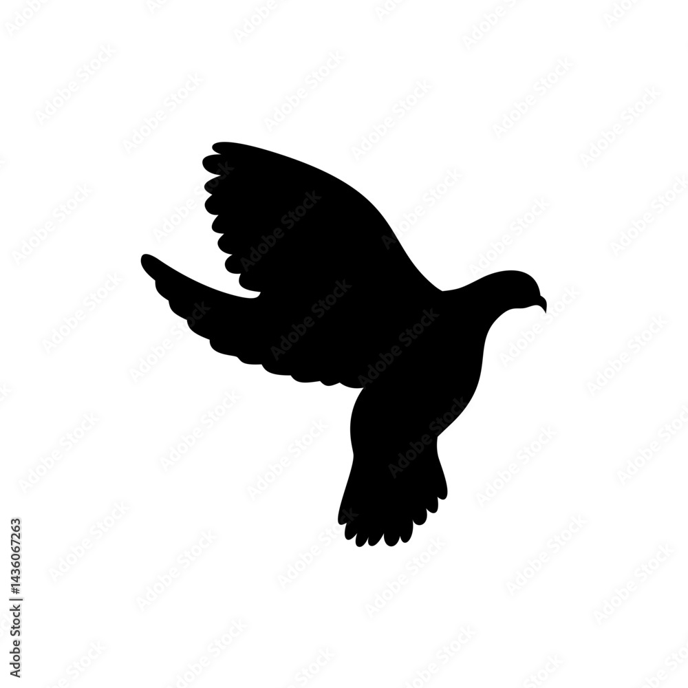 Obraz premium Flying bird silhouette isolated on white background. Vector illustration