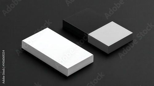 Minimalist Black and White Geometric Shapes on Dark Background