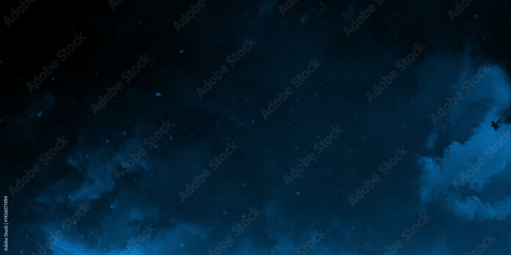 Fototapeta premium Blue Nebula space background Night sky with clouds. Universe filled with stars, nebula and galaxy .landscape and star concept from beautiful movement of star and milky way with blue background .