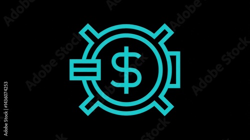 Modern Icon of Currency Symbol in Vibrant Aqua Design