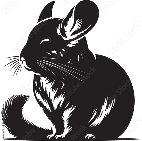 Chinchilla black vector and silhouette
