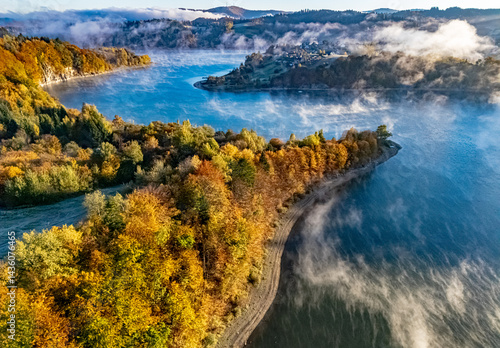 Fototapeta Naklejka Na Ścianę i Meble -  View of Lake Solina in Bieszczady Mountains, Poland