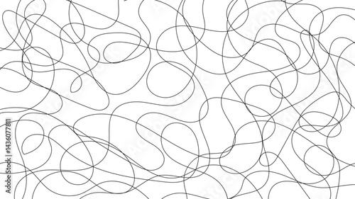 Elegant abstract pattern of chaotic golden line strokes on a white backdrop. A vibrant and decorative design featuring tangled, flowing curves and geometric randomness—perfect for luxurious digital a