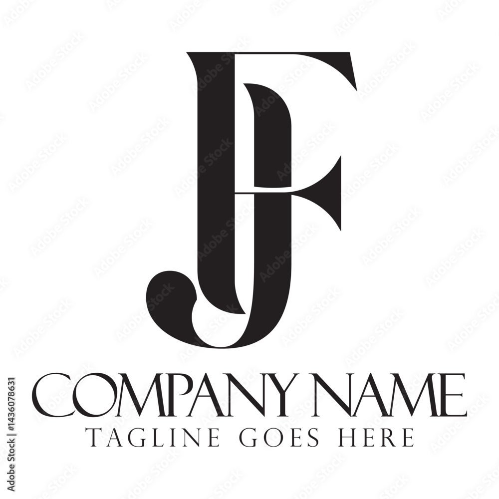 Creative letter FJ or JF vector logo design for luxury, fashion, jewelry, boutique, and startup