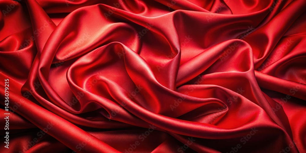 Richly colored silk fabric with vibrant red hue and lustrous sheen, jewel tone Richly colored silk fabric with vibrant red hue and lustrous sheen, jewel tone