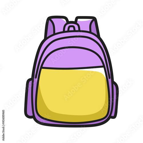 simple pink school backpack cartoon vector