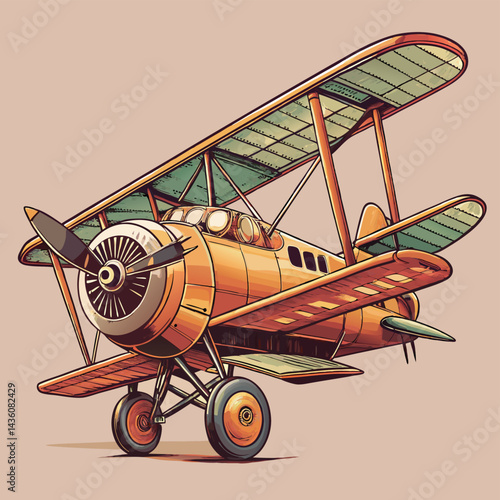 vintage biplane isolated on white