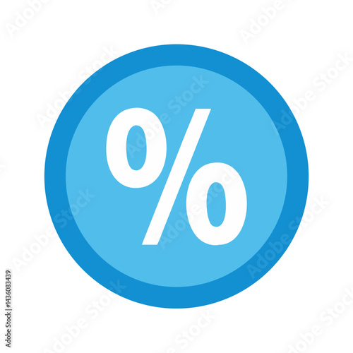 Percentage symbol in a blue circular design used in various contexts like mathematics and finance, emphasizing its significance in calculations or discounts
