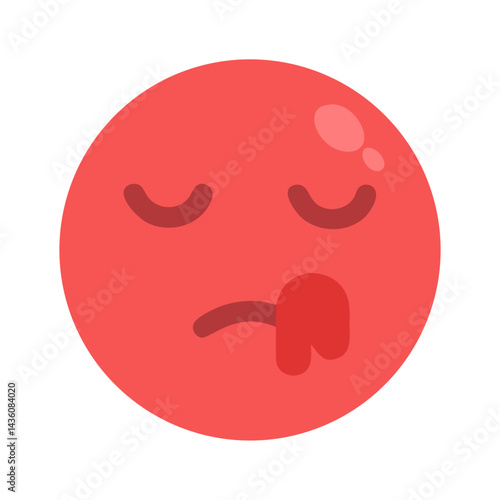 Expression of sadness and fatigue with a flushed red face and droopy eyes showing distress and weariness in a digital illustration style