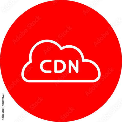 Content Delivery Network Vector Line White Circle Red