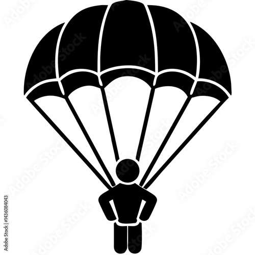 Parachutist descending smoothly during a thrilling outdoor adventure on a bright and sunny day