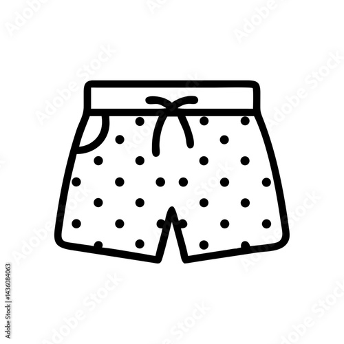 Summer swim trunks with polka dots displayed against a plain background