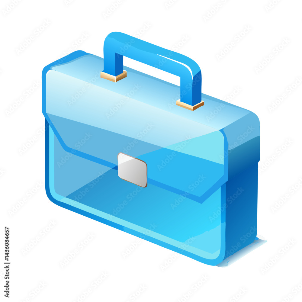Bright blue briefcase with a handle placed on a white background showing a sleek and modern design suitable for business professionals Bright blue briefcase with a handle placed on a white background showing a sleek and modern design suitable for business professionals
