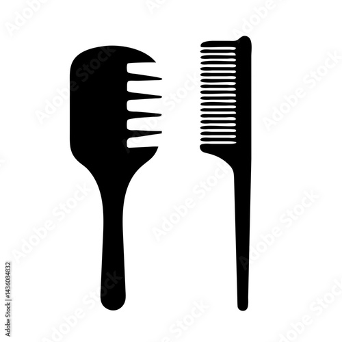 Essential hair care tools include a wide-tooth comb and a fine-toothed comb on a plain background showcasing their distinct shapes for grooming