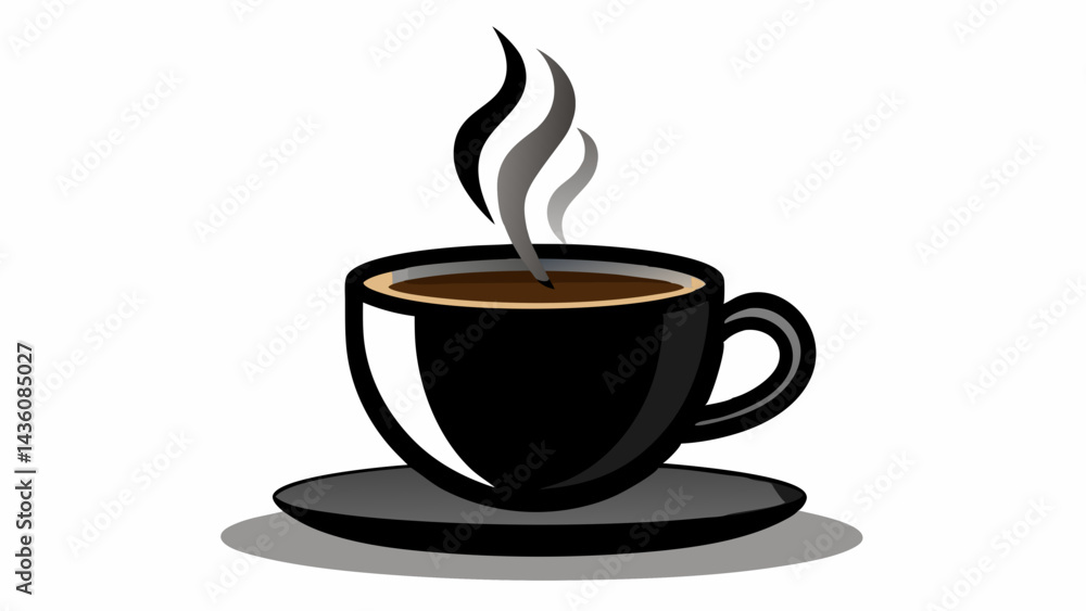 A brown vector icon depicts a steaming hot cup of coffee, a popular breakfast drink often enjoyed at a cafe A brown vector icon depicts a steaming hot cup of coffee, a popular breakfast drink often enjoyed at a cafe